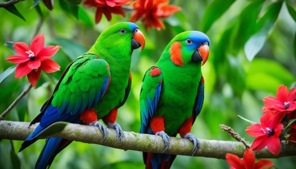 Eclectus parrots