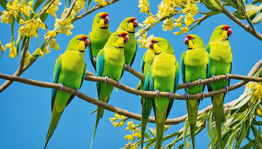 Ring-necked parakeets