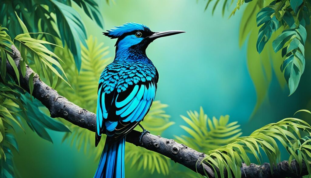 blue crested hoopoe in art