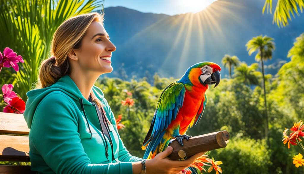 Birds perching on shoulder