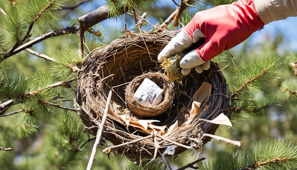 Disposing of old bird nest