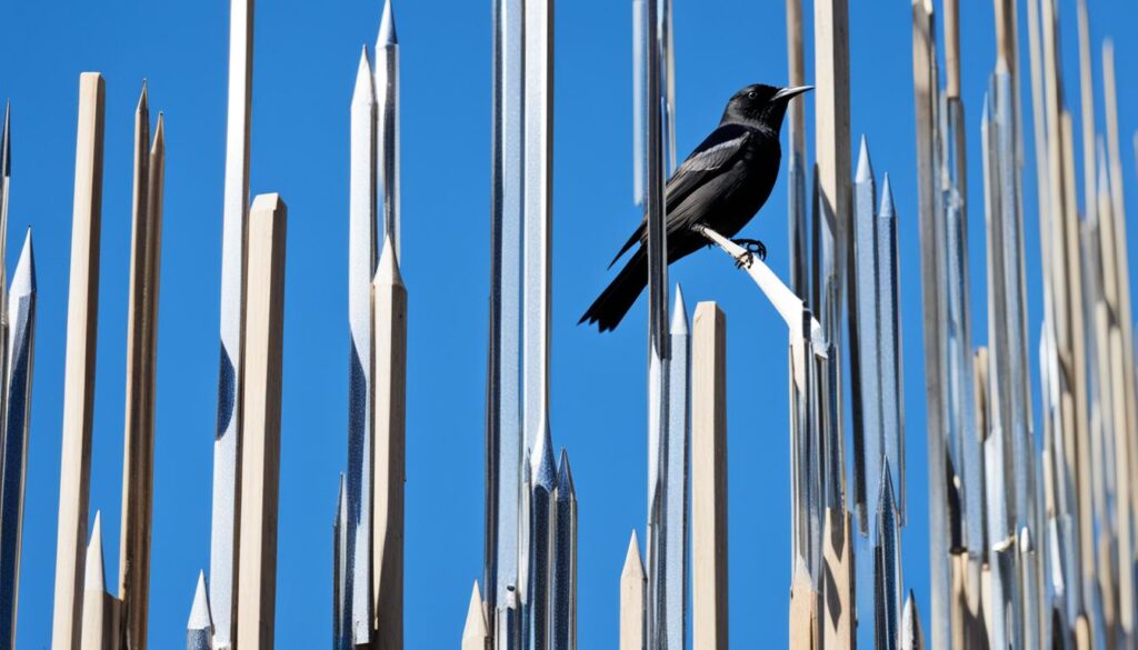 Fence post with bird deterrents