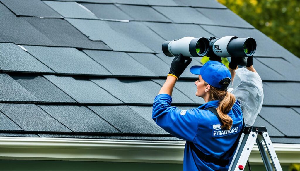 Inspecting roof for birds