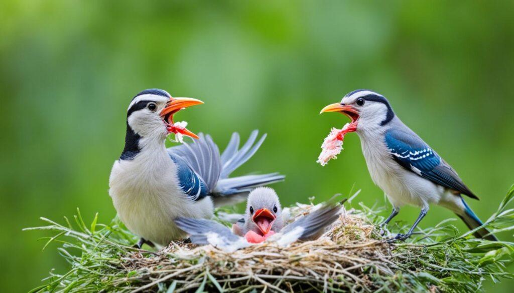 Newborn bird feeding