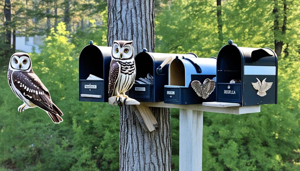 Predator decoys to keep birds off mailboxes