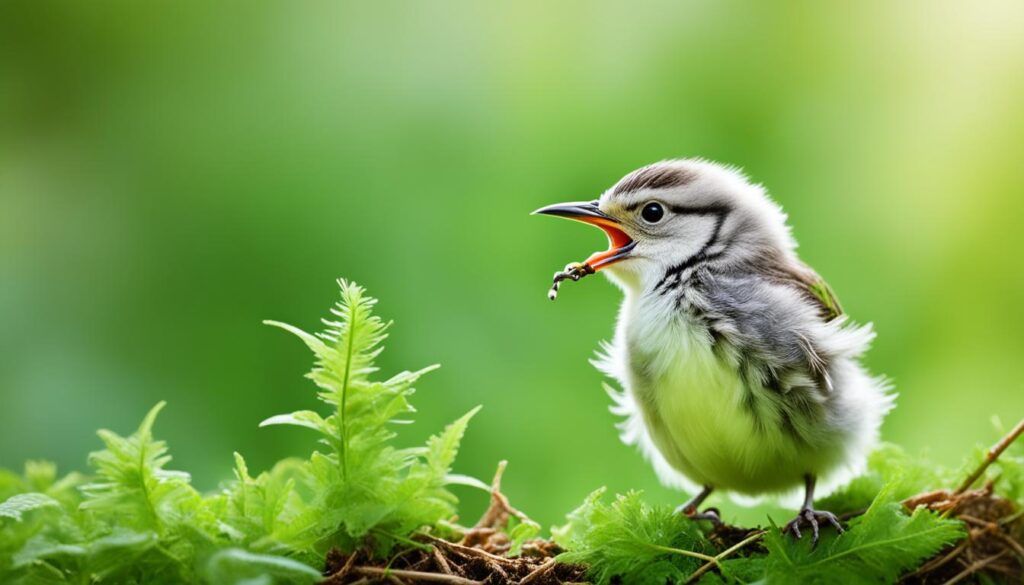 baby bird feeding