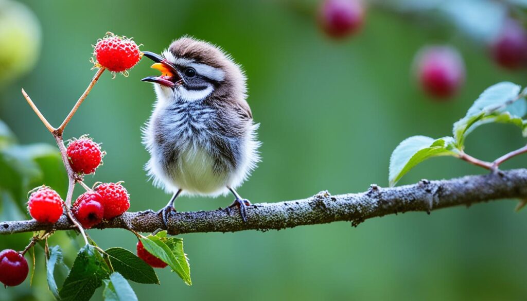 baby bird feeding