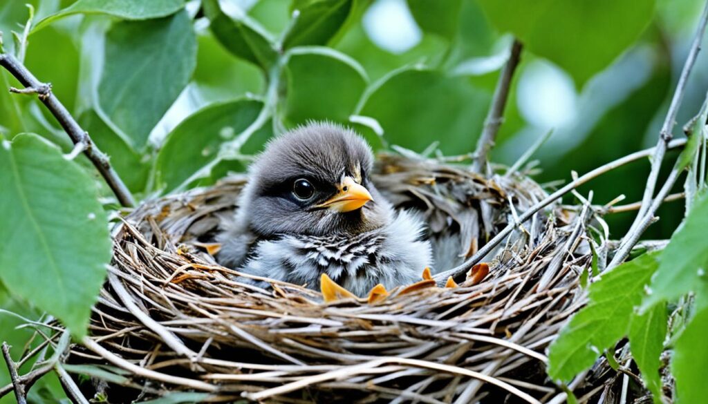 baby bird in distress