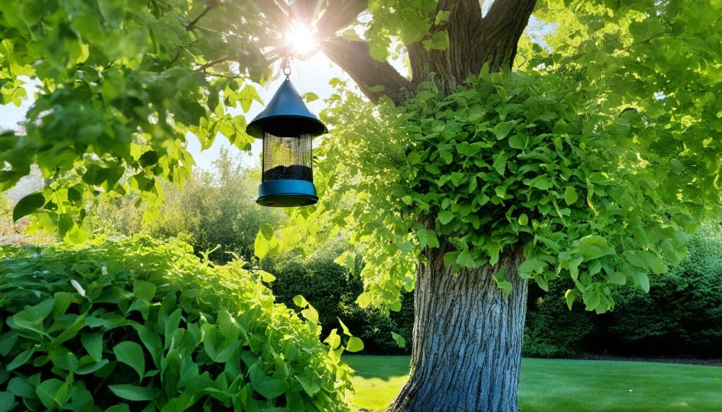 bird feeder near lawn