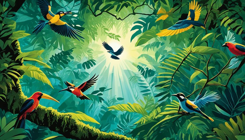 birds in the rainforest