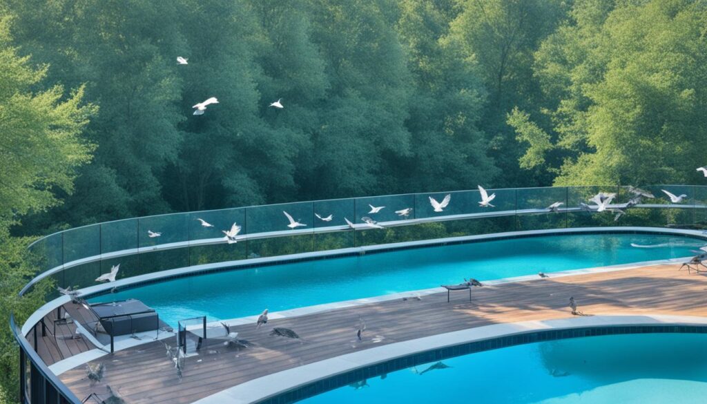 birds on pool deck