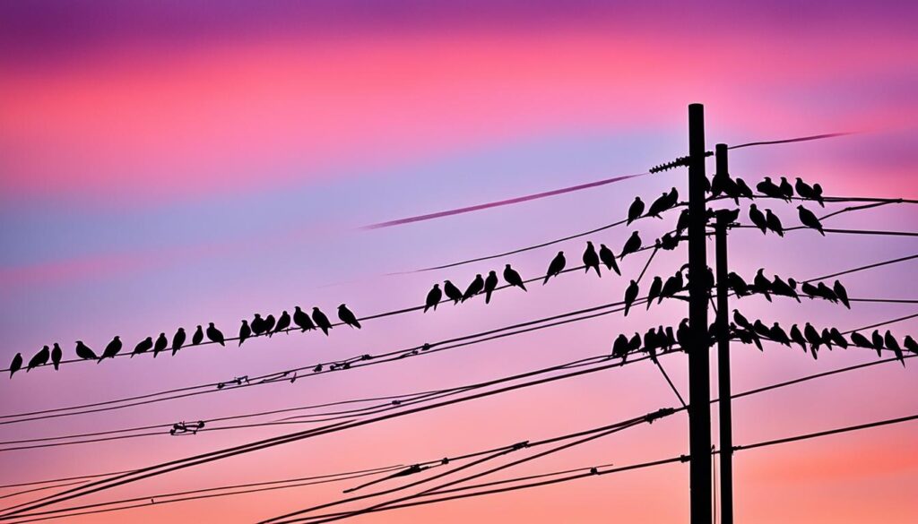 birds on power lines