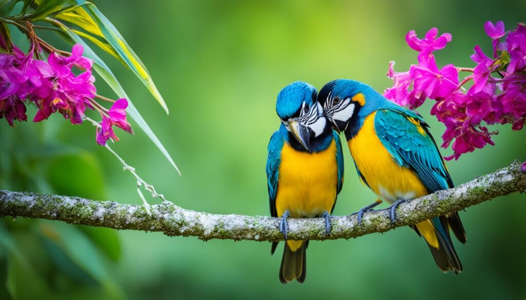 birds preening each other