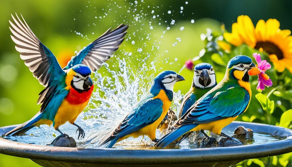 birds using bird bath