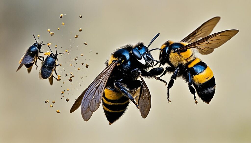 carpenter bees fighting each other