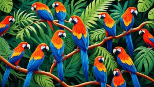 colorful exotic birds