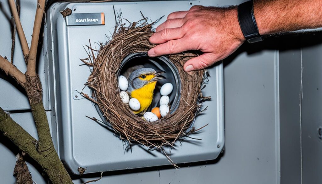 dealing with eggs or baby birds in dryer vent