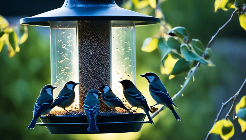 evening bird feeding