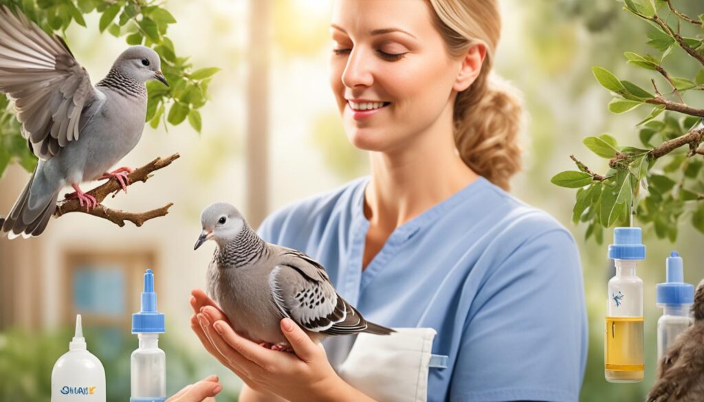 feeding baby doves and pigeons