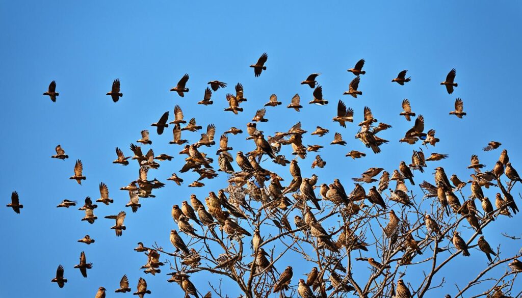 hawks mobbed by smaller birds