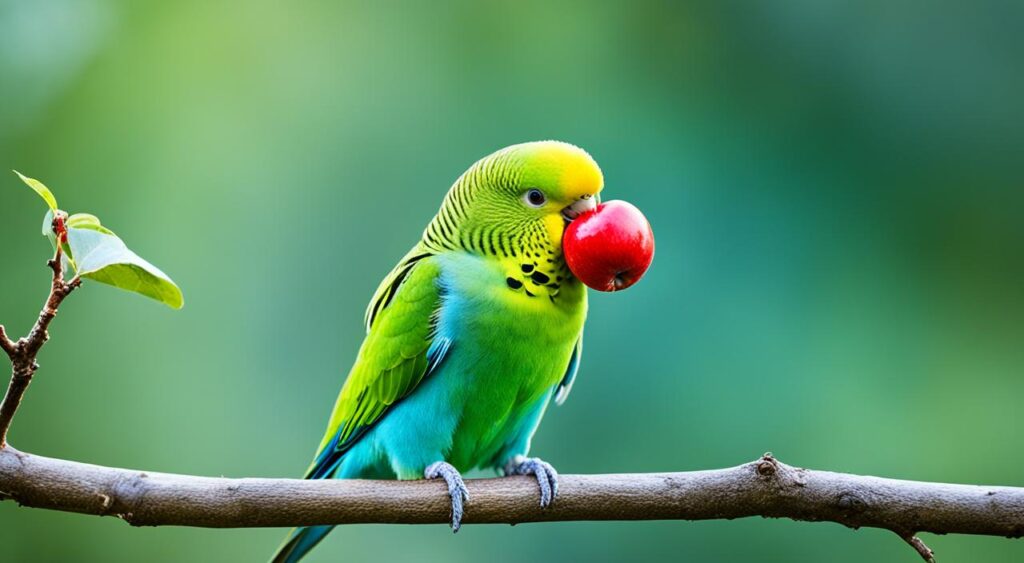 parakeet with apples