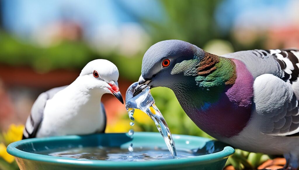 pigeon and dove drinking