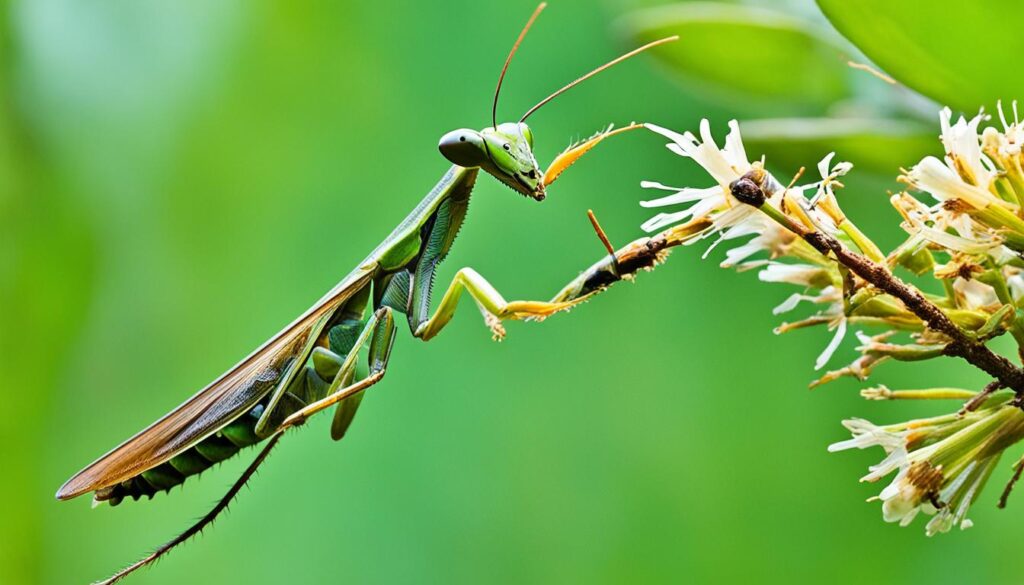 praying mantis eating carpenter bees