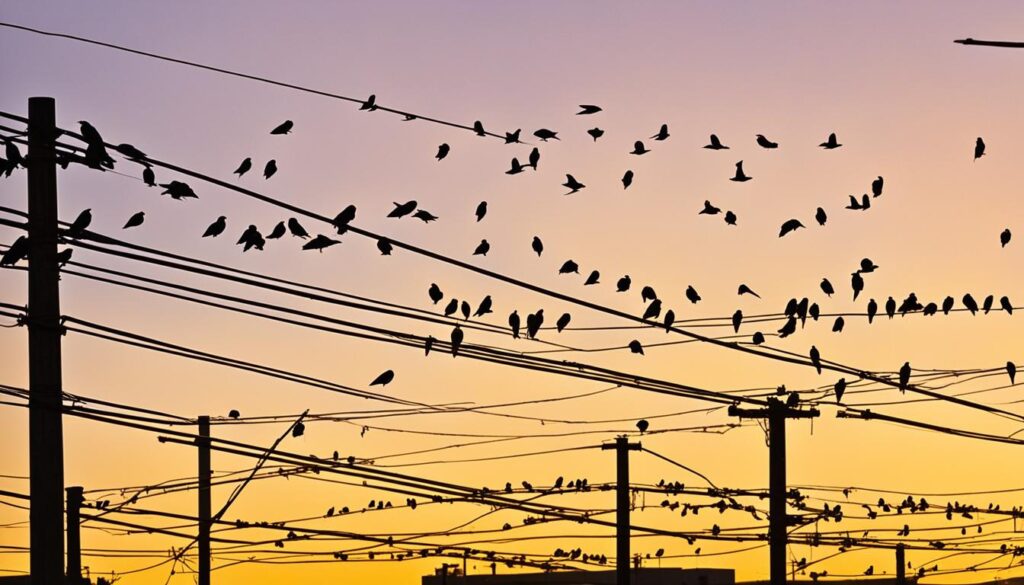 urban ecology and birds on power lines