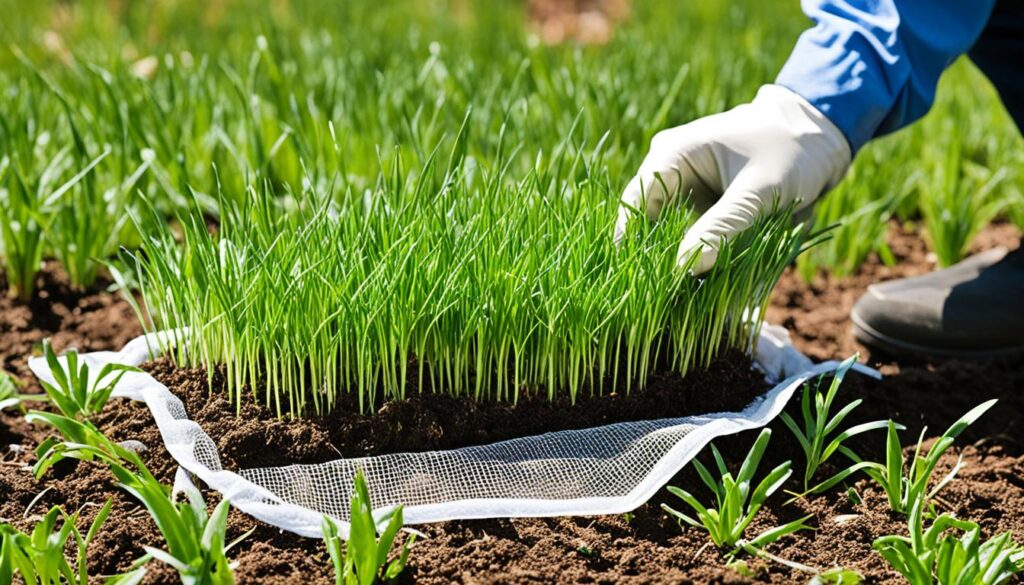 using netting to protect grass seed