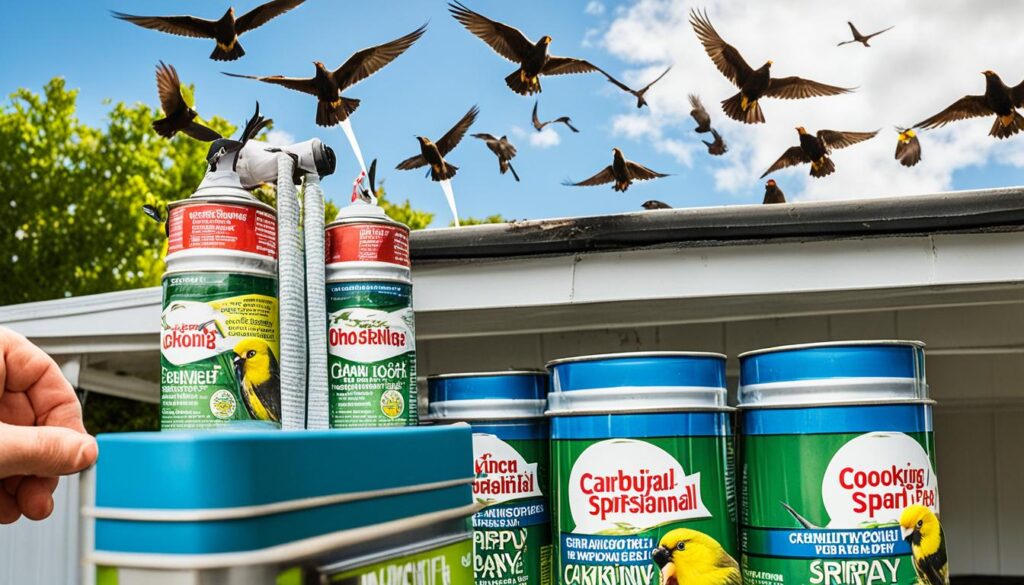 using non-stick cooking spray to deter birds