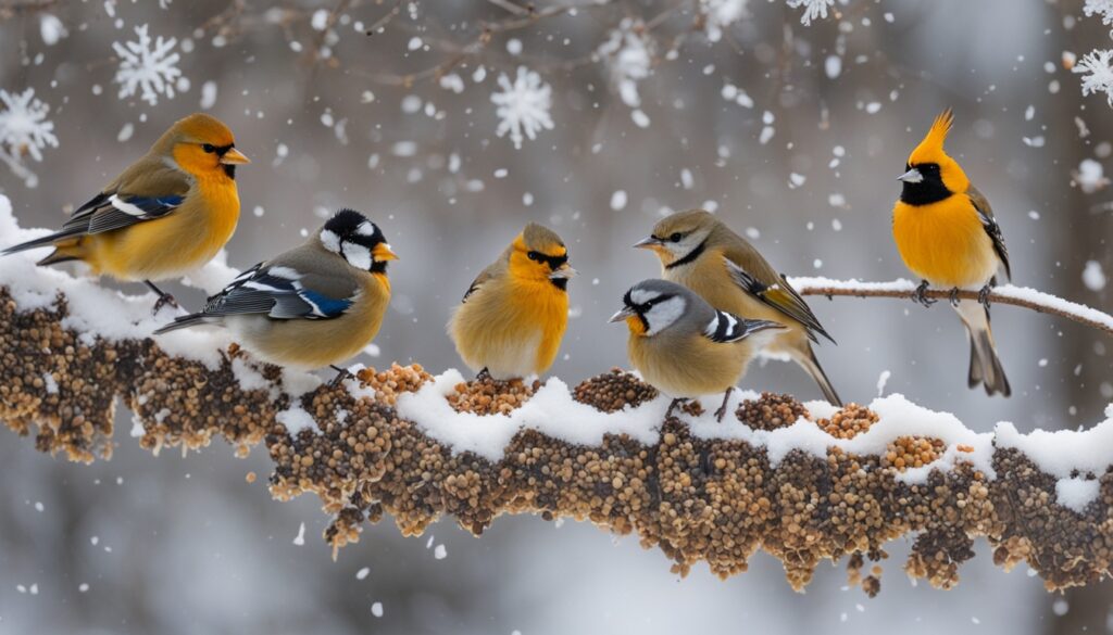 winter bird feeding