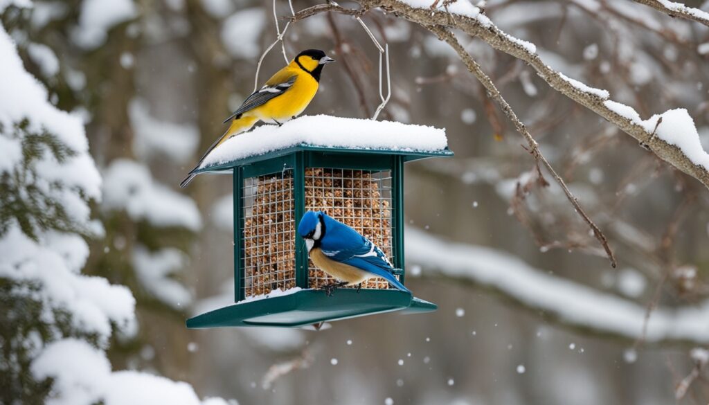 winter bird feeding