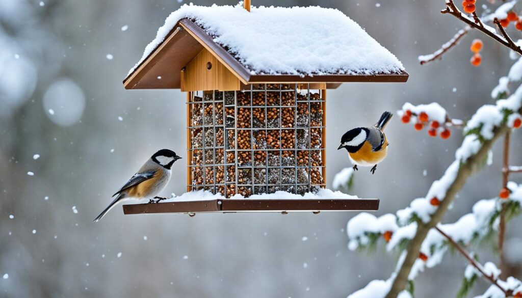 winter bird feeding