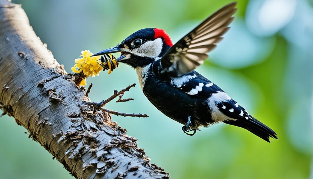 woodpeckers eating carpenter bees