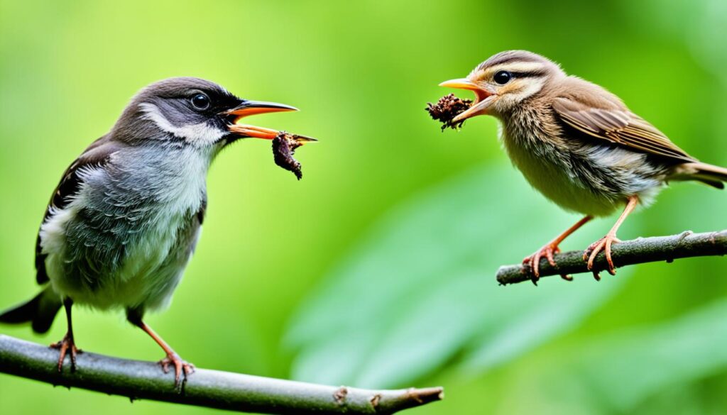 Baby bird feeding