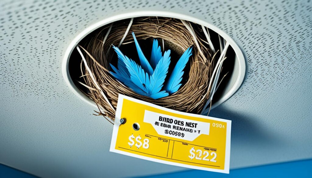 How much does it cost to remove birds from vent?