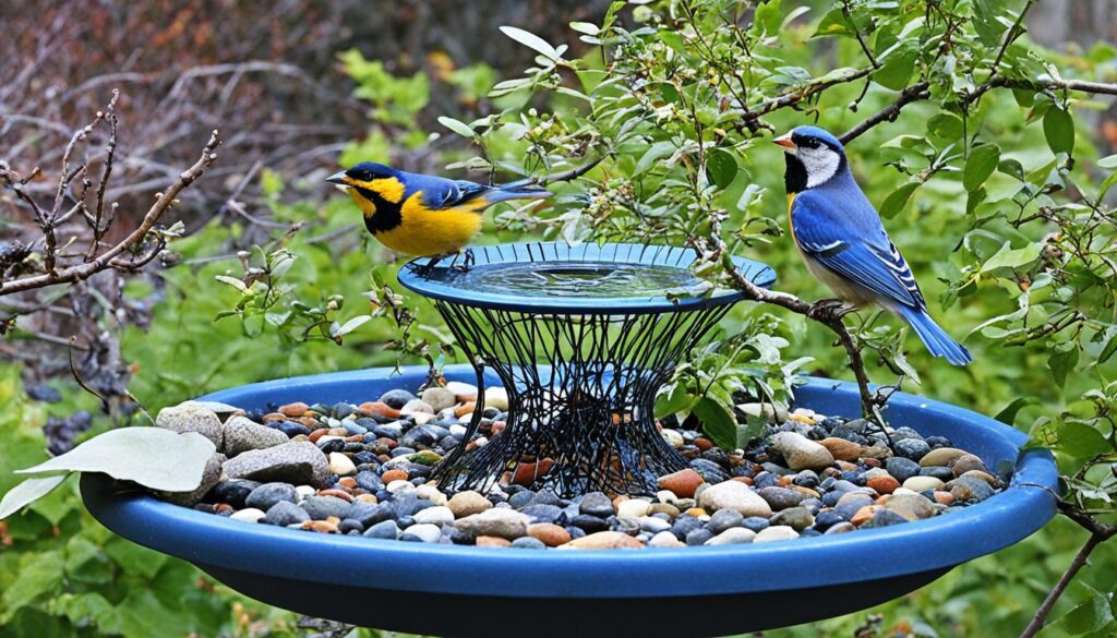 bird bath perches and hiding spots