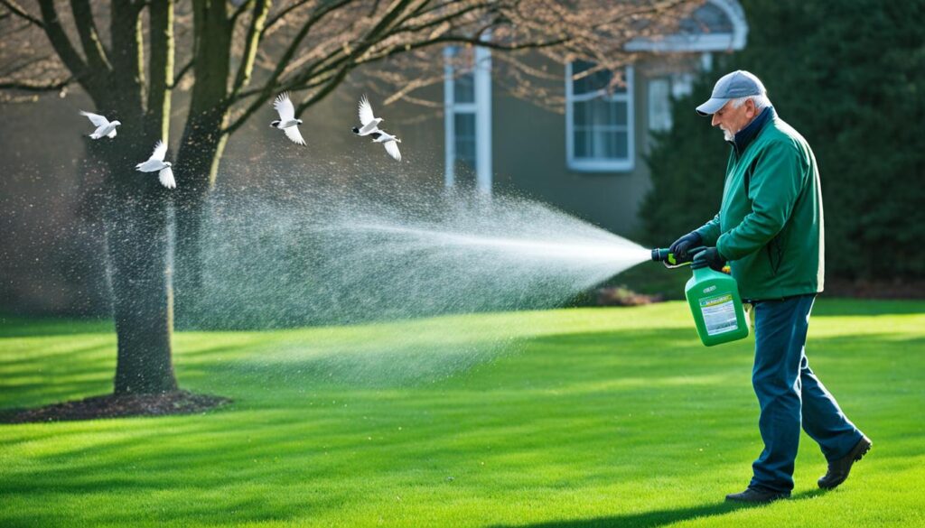 disinfecting the lawn