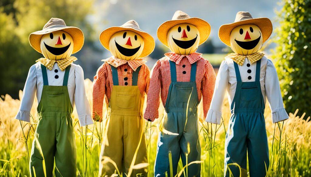 using scarecrows to deter birds from grass seed