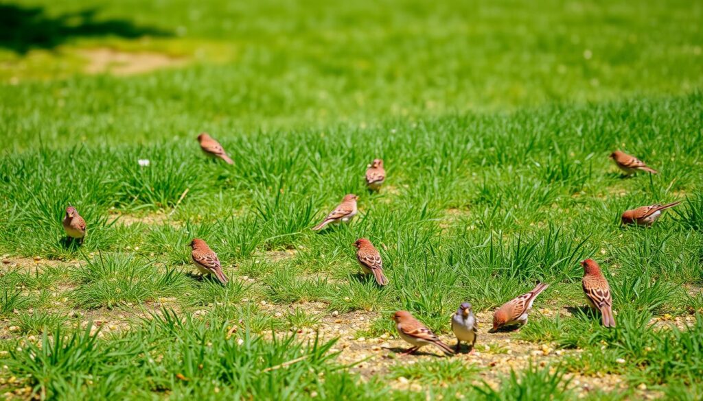 birds on new grass