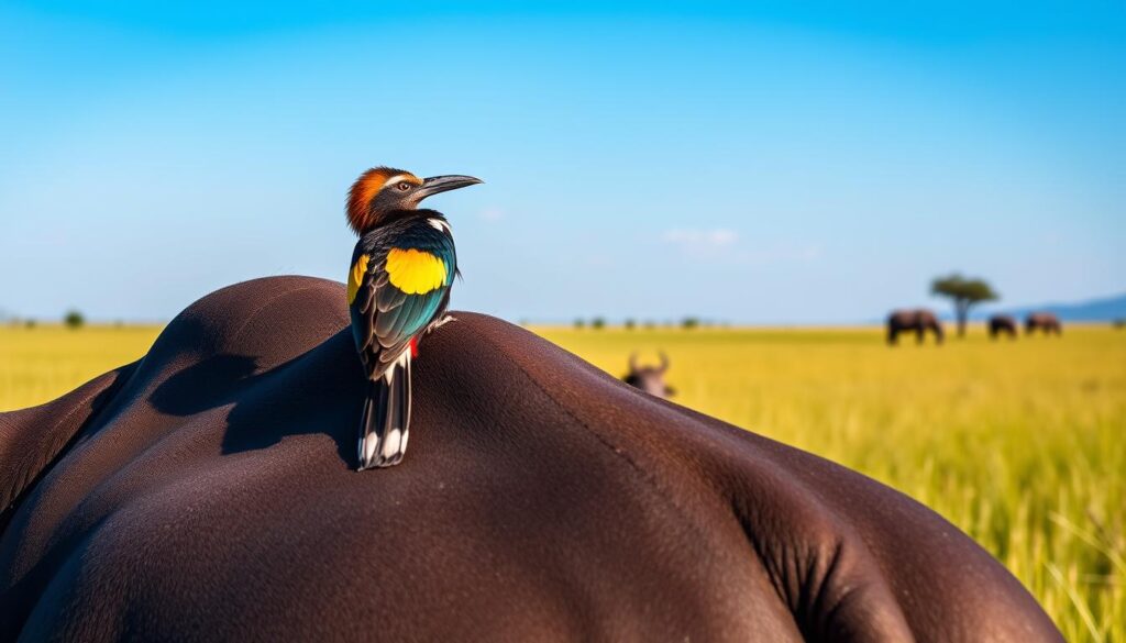 oxpecker on host animal