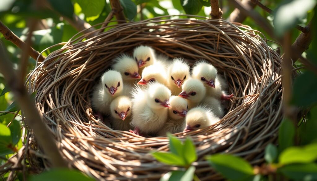 wild bird nestling group