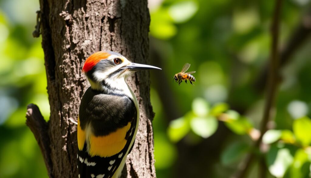 woodpecker carpenter bee hunting