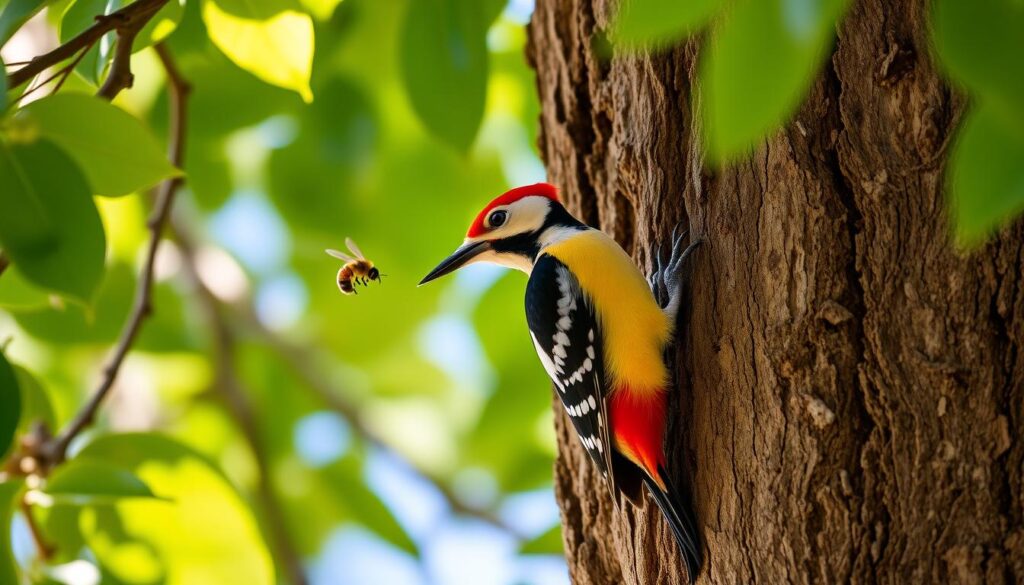 woodpecker carpenter bee hunting